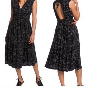 ROXY Black Retro Poetric Polka Dot Midi Dress 8
